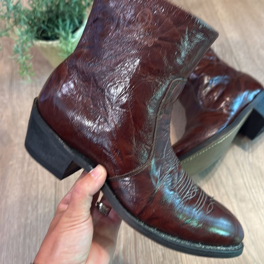 DURANGO MENS GEUINE LEATHER WINE/DARK RED WESTERN BOOTS SIZE 7 WIDE EEEUC - Picture 3 of 11